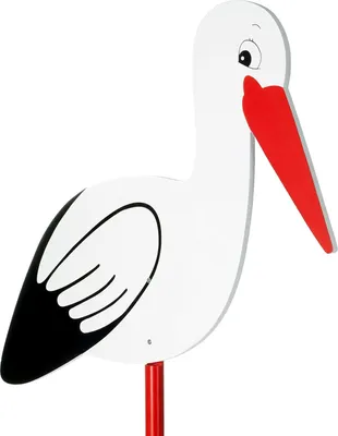Produktbild von Famanu Holzstorch 100 cm - Doppelseitig bedruckt, wetterfest, für drinnen und draußen