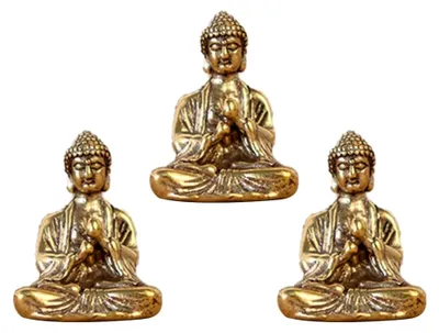 Produktbild von Mini Buddha Figur aus Messing im Retro-Stil für Wohn- und Bürodeko