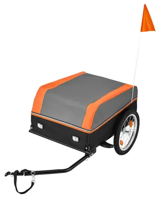 Productafbeelding van SucceBuy fietsaanhanger voor het vervoeren van lading, opvouwbaar, draagvermogen van 40 kg, gemaakt van koolstofstaal en 600D Oxford-stof, met regenbescherming, reflectoren en vlag, geschikt voor fietsen met wielen van 22-28 inch, ideaal voor boodschappen en kamperen