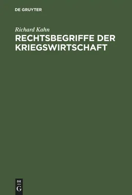 Produktbild von Rechtsbegriffe der Kriegswirtschaft