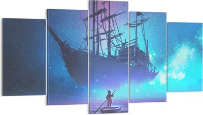 Produktbild von Bild auf Leinwand - Leinwandbild - Märchen Segelschiff - 160x85cm - Wand Bild - Wanddeko - Leinwanddruck - Bilder - Kunstdruck - Wanddekoration - Leinwand bilder - Wandkunst - EA160x85-4034