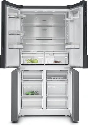 Produktbild von Siemens iQ500 KF96NAXEA Side-by-Side Kühlkombination Freistehend 605 l E Schwarz, Edelstahl