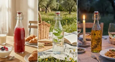 Immagine prodotto di Bormioli Rocco, bottiglia per olio d'oliva Swing, capacità 1 litro, con tappo in sughero
