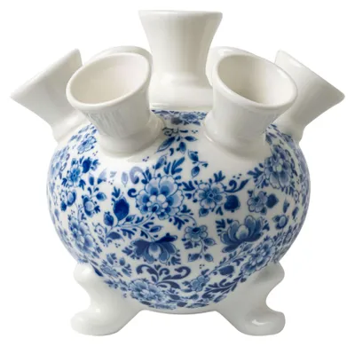 Imagen del producto de Heinen Delfts Blauw: Jarra de tulipanes sobre pie - Diseño decorativo - Cerámica - 17 cm