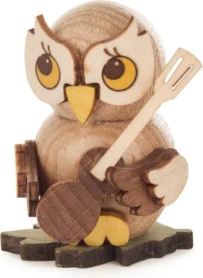 Zdjęcie produktu dla Miniaturowa figurka dziecka sowy z gitarą, wysokość 4 cm NOWOŚĆ