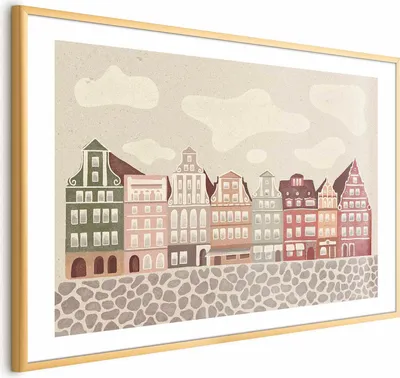 Produktbild von Posterpapier Poster - Colorful Facades - Historic Wrocław Tenement Houses Against the Sky and Cobblestone Street 60x40 cm Für Kinder d-A-10016-ao-a