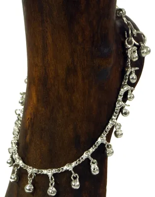Produktbild von Indisches Bollywood Fußkettchen, Orientalische Fußkette mit Glöckchen - Modell 4, Silber-Farben, Metall, Fußketten & Bauchketten