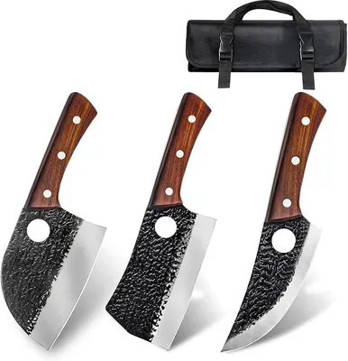 Imagen del producto de Conjunto de cuchillos de carnicero, juego de cuchillos para carnicería, cuchillos de cocina con funda enrollable