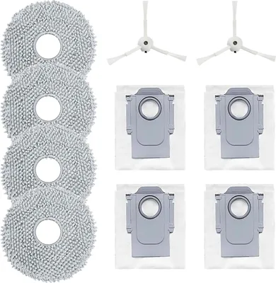 Produktbild von KGC Zubehör für Roborock Q Revo, Ersatz für Roborock Q Revo/P10 Roboter-Staubsauger, 2 Seitenbürsten, 4 Wischtücher, 4 Staubbeutel