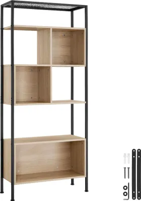 Image de Etagère Hastings 75x31x170,5cm - Bois clair industriel, Chêne Sonoma