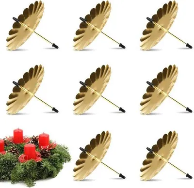 Produktbild von Famanu Adventskerzenhalter Set von 8 – 8 cm Metallkerzenstecker – Für Adventskranz und Weihnachtsdekoration