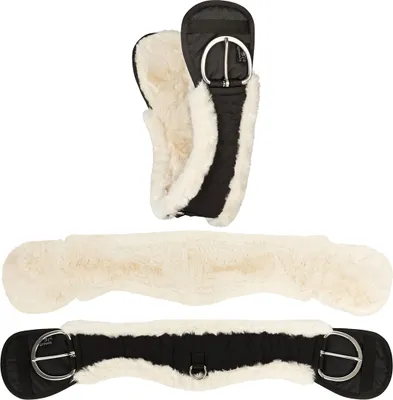 Produktbild von Equinate Western Mondgurt anatomisch mit synthetischem Lammfell 85 cm - 34" Natur