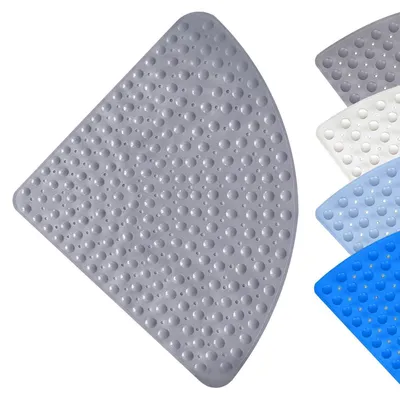 Immagine prodotto di Tappetino antiscivolo triangolare grigio per doccia, 80 x 80 cm, in PVC, con ventose