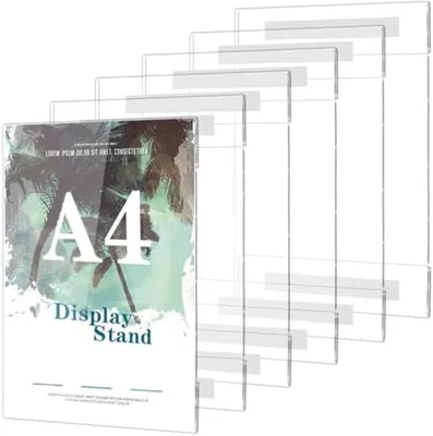 Productafbeelding van PromoHome® A4 Posterhouder-set – 6 transparante acryldisplays met plakstrips
