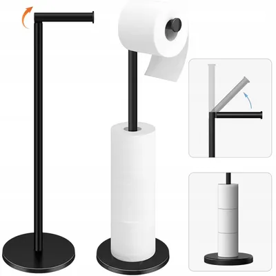 Produktbild von Freistehender Toilettenpapierhalter aus Edelstahl, Schwarz, Stabil