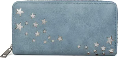 Image de Porte-monnaie pour femme avec découpes en forme d'étoile métallique, fermeture éclair, porte-monnaie 02040115, couleur:Bleu