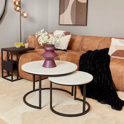 Produktbild von Couchtisch Nova | Set von 2 | Rund | Weißer Marmor