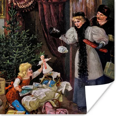 Produktbild von MuchoWow® Poster Retro-Weihnachtsporträt - Weihnachten 100x100 cm - Babyzimmer