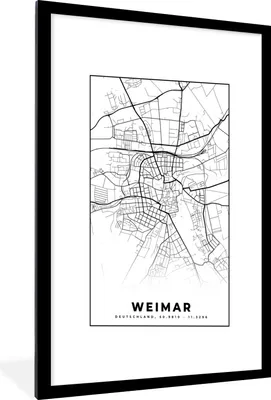 Produktbild von MuchoWow® Gerahmtes Poster Karte - Stadtplan - Weimar 60x90 cm - Poster mit Schwarzem Bilderrahmen Wandposter Rahmen Foto Bilder - Dekoration - Wandposter Wohnzimmer - Hochwertig