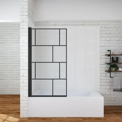 Produktbild von Badewannenaufsatz 1teilig ohne bohren Duschabtrennung Duschtrennwand Badewanne 80x140 cm schwarz