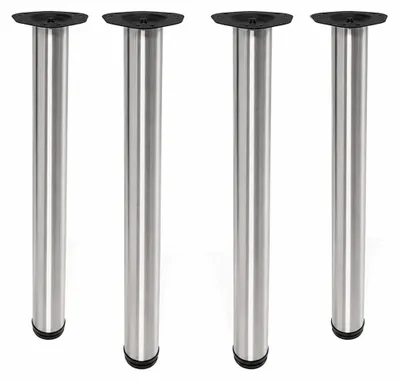Produktbild von Runde Tischbeine 4er Set Edelstahl Optik 710mm - Tischfüße Ø 60mm Tischstützen