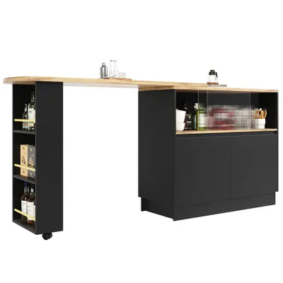 Produktbild von Um 360° drehbarer Stehtisch , schwarzes multifunktionales drehbares Sideboard mit Ablagefach, Hauptkörper 90 x 45 x 100 cm