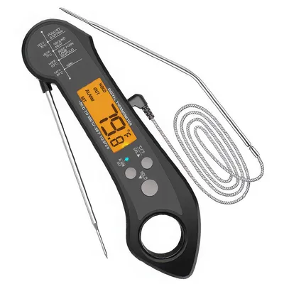Produktbild von Fleischthermometer Digital mit externer Sonde | Bratenthermometer Grill Alarm | 2 Lange Sonden & Magnet | Küchenhelfer