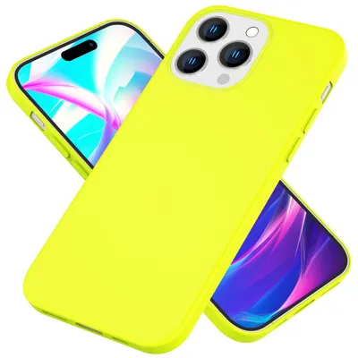 Immagine prodotto di Custodia per iPhone 14 Pro - Custodia in silicone colorato al neon, morbida e antiscivolo, giallo