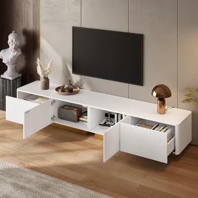 Produktbild von STILVORA TV-Lowboard mit Rillenstruktur, TV-Schrank mit Stauraum, Lowboard mit Kabelmanagement