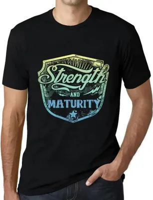 Produktbild von Herren Grafik T-Shirt Stärke und Reife – Strength And Maturity – Öko-Verantwortlich Vintage Jahrgang Kurzarm Lustige Druck Geburtstag Geschenk Mann