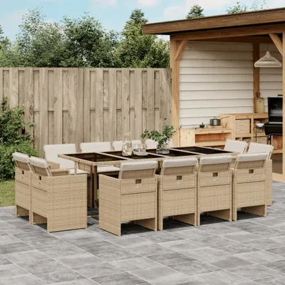 Image de Maison Exclusive - Ensemble à manger de jardin et coussins 13 pcs beige