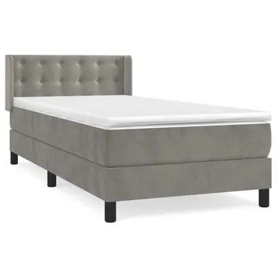 Produktbild von vidaXL Boxspringbett mit Matratze Hellgrau 90x200 cm Samt