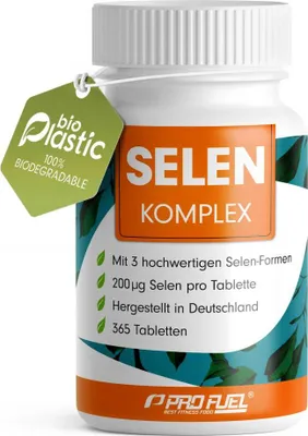 Produktbild von ProFuel Selen Komplex | 365 Tabletten | Komplex aus 3 Selen-Formen | Vorrat für ein ganzes Jahr | vegan