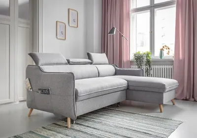 Produktbild von MIUFORM Sweet Harmony - Ecksofa mit Bettfunktion - 228x162cm - Hellgrau - L-Form Rechts - Schlafsofa Couch