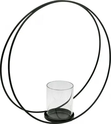 Produktbild von Windlicht Kerzenhalter Schwarz Metall Ø35cm Tischdeko Scandi Boho Stil