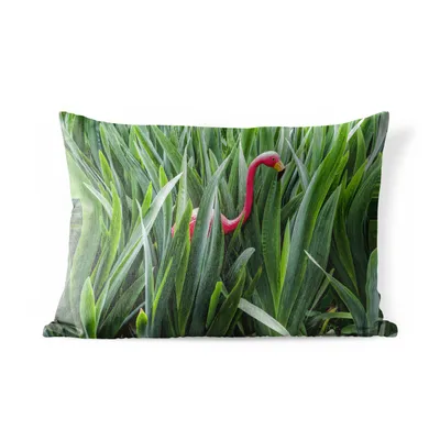Obrázek produktu pro MuchoWow® Vnější polštář - Plameňák mezi listy -60x40 cm- Odolnost proti povětrnostním vlivům - polštář do obývacího pokoje