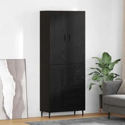 Zdjęcie produktu dla VidaXL Wysoka szafka, 2 sztuki, kolor czarny, imitacja dębu, wymiary: 69,5 x 34 x 180 cm