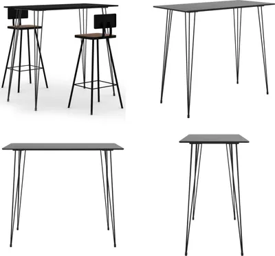 Produktbild von vidaXL 3 tlg. Bar Set Schwarz - Bar-Set - Bar-Sets - Bartisch Mit Barhocker - Bartische Mit Barhocker