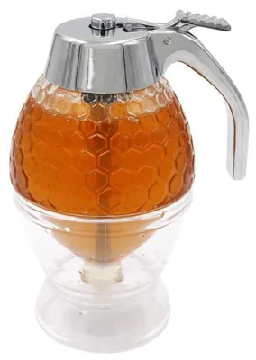 Honigspender aus Glas, tropffrei, Wabenform, mit Ständer