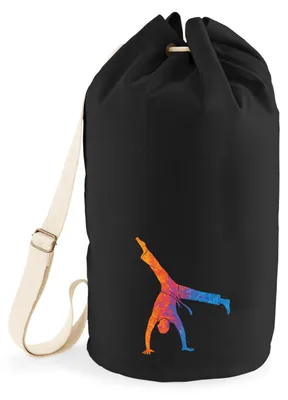 Produktbild von Huuraa Seesack Capoeira bunte Silhouette 20 Liter Black Baumwolle Rucksack Geschenkidee