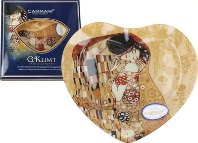 Produktbild von Carmani Gustav Klimt Dekorativer Teller Herz 'Der Kuss' für Kuchen Dessert Geschenk