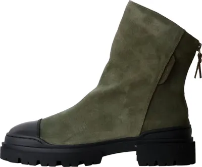 Produktbild von Damen Stiefeletten aus Leder mit Reißverschluss, runder Schuhspitze und flachem Absatz