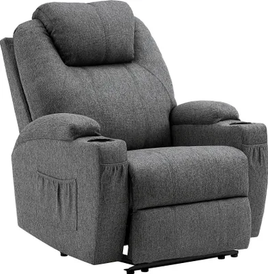 Produktbild von MCombo Elektrisch Relaxsessel Massagesessel Fernsehsessel Heizung Stoff 7061DE (Grau-Stoff)