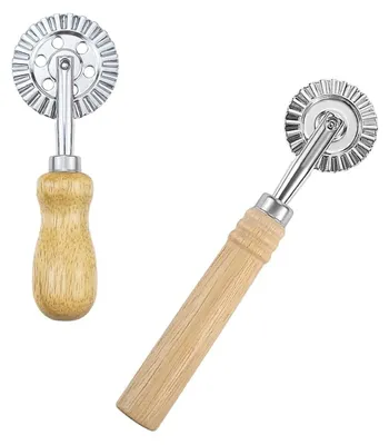 Productafbeelding van Set van 2 Deegradertjes met Houten Handvat - Golfwiel 16 cm & 14 cm