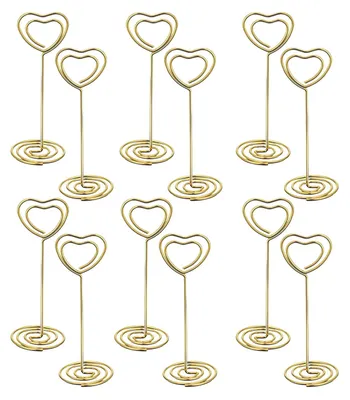 Produktbild von 12 Stück Herz-förmige Tischkartenhalter, Foto-Tischkartenhalter, Tischkartenhalter für Hochzeiten