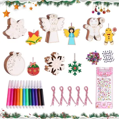 Produktbild von Weihnachtsbaum Anhänger Set DIY Holz Deko Basteln für Kinder