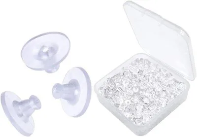 Image de Lot de 200 embouts d'oreille en silicone avec bouchons en caoutchouc transparent