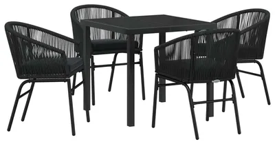 Immagine prodotto di vidaXL Set da pranzo da giardino 5 pezzi in acciaio verniciato a polvere nero