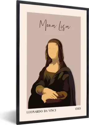Produktbild von MuchoWow® Gerahmtes Poster Mona Lisa - Rosa - Alte Meister 60x90 cm - Poster mit Schwarzem Bilderrahmen Wandposter Rahmen Foto Bilder - Kunst