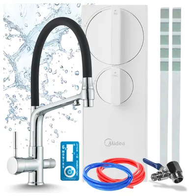 Produktbild von Küchenarmatur Ari Mit Untertisch-Wasserfiltersystem, Umkehrosmose Ro5 400 Gpd, Tanklos, Messing, Chrom, Keramikkartusche, Perlator, Zweigriffarmatur